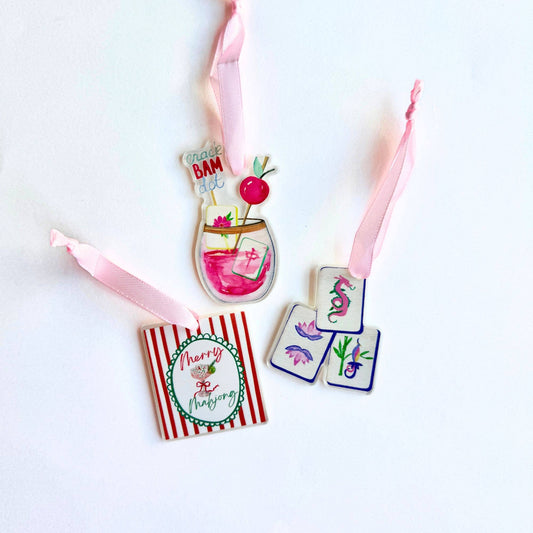 Mahjong Christmas Petite Ornament Acrylic Mahj gift, acrylic: Cocktail Glass