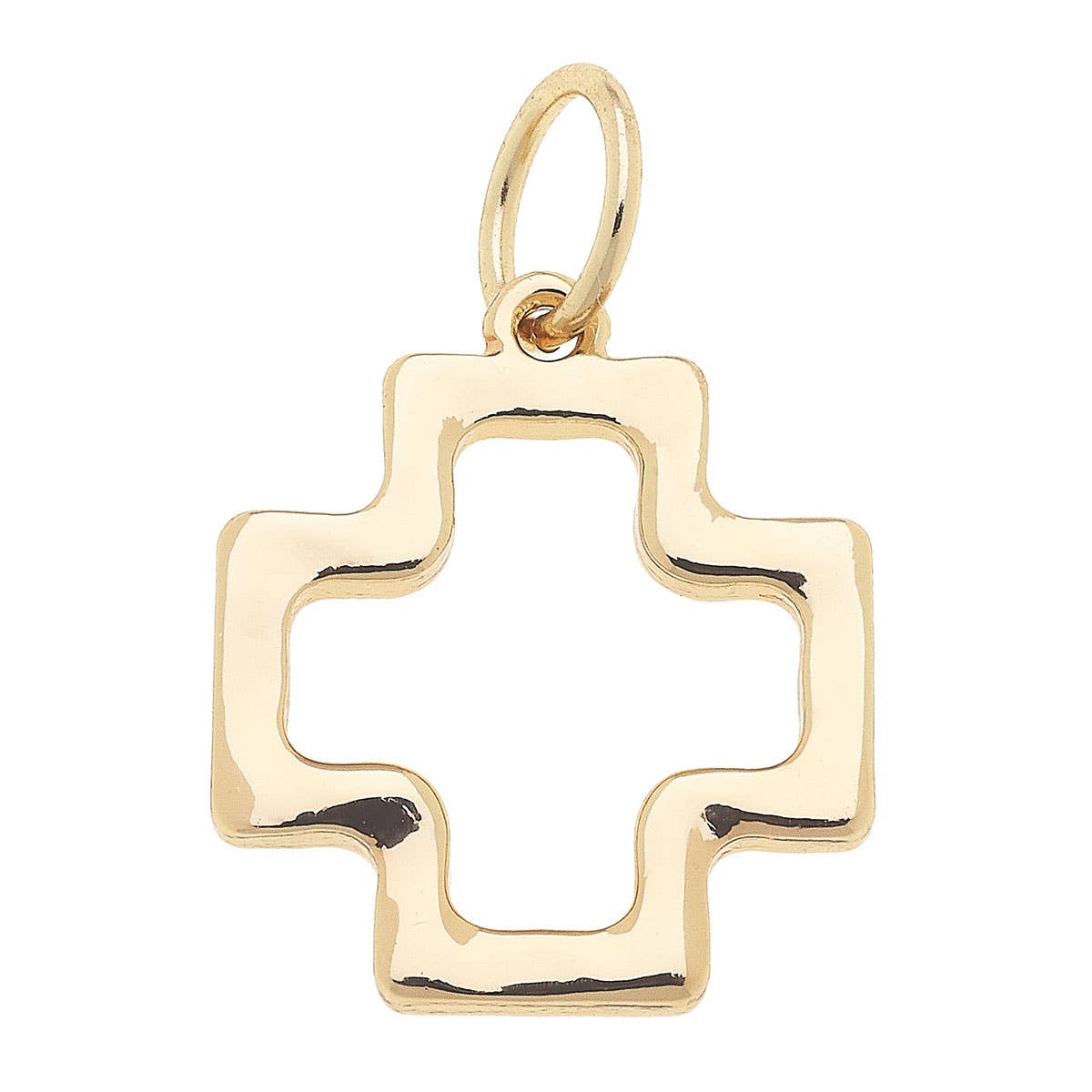 Cross Outline Charm in Shiny Gold