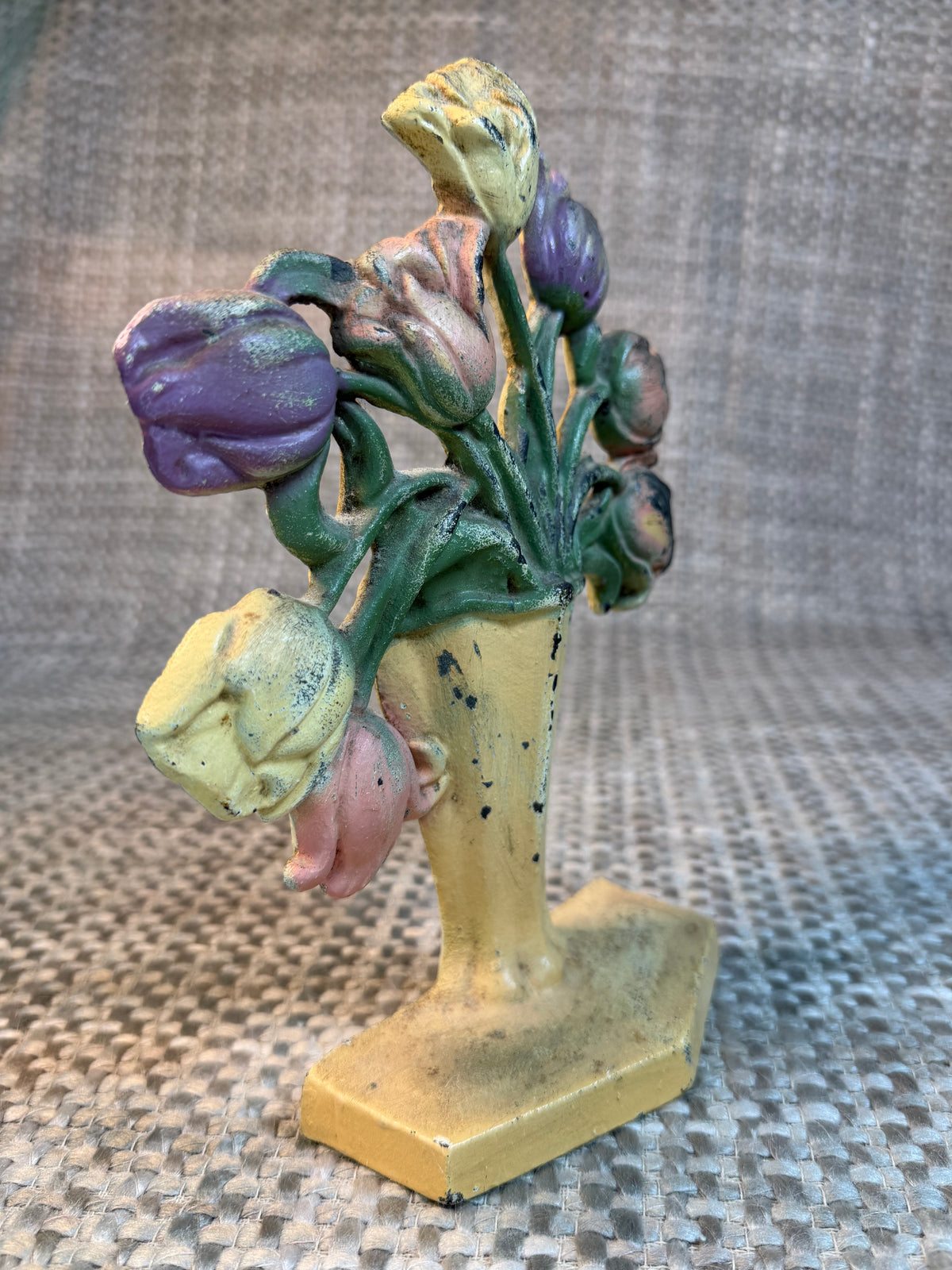 MCM Robert Emil Vintage Cast Iron Floral Doorstop