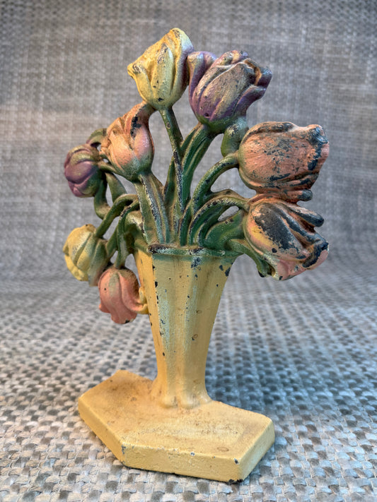 MCM Robert Emil Vintage Cast Iron Floral Doorstop