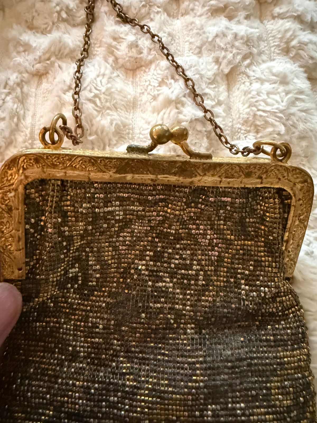 Antique Gold Beaded Purse by Strawbridge & Clothier