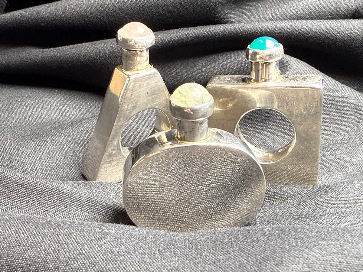 Vintage Taxco Modernist Triangle Cut-Out Perfume Bottle