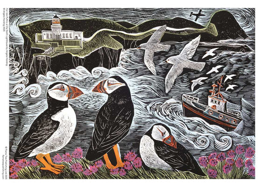 Fair Isle Puffins — 1,000-Piece Sustainable Jigsaw Puzzle by Angela Harding