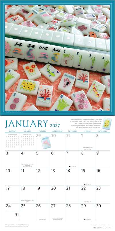 Art of Mahjong 2027 Wall Calendar by Katherine  Hartman: Calendar; 24 pages / English