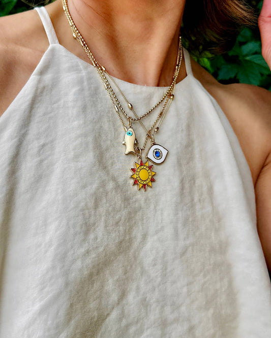 Fish Evil Eye Charm in Shiny Gold
