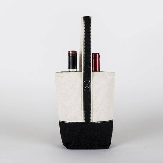 2- Bottle Canvas Wine Gift Host Bag: Black