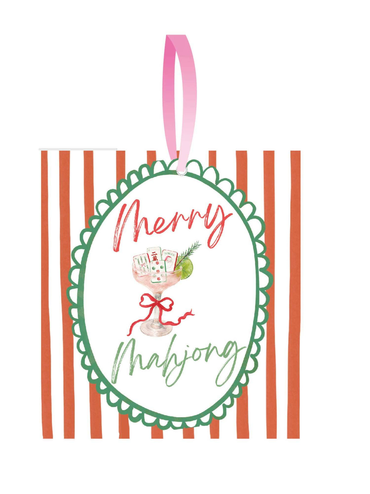 Mahjong Christmas Petite Ornament Acrylic Mahj gift, acrylic: Cocktail Glass