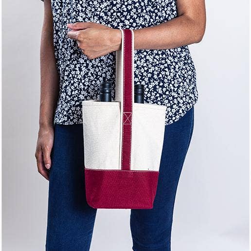 2- Bottle Canvas Wine Gift Host Bag: Black