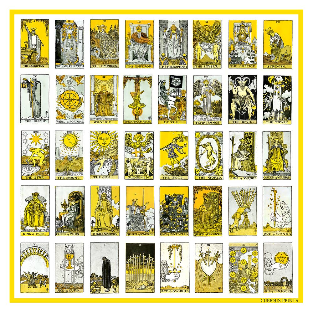 100% Silk Scarf Tarot Bandana Tapestry: 35"x35"