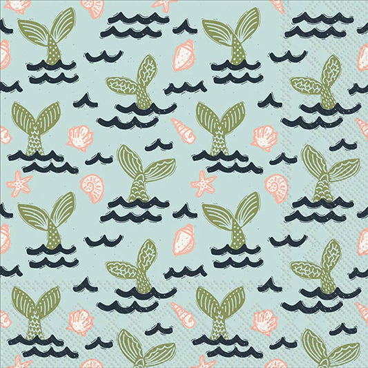 Paper Cocktail Napkin Pack of 20 Mermaid Tails-Coastal