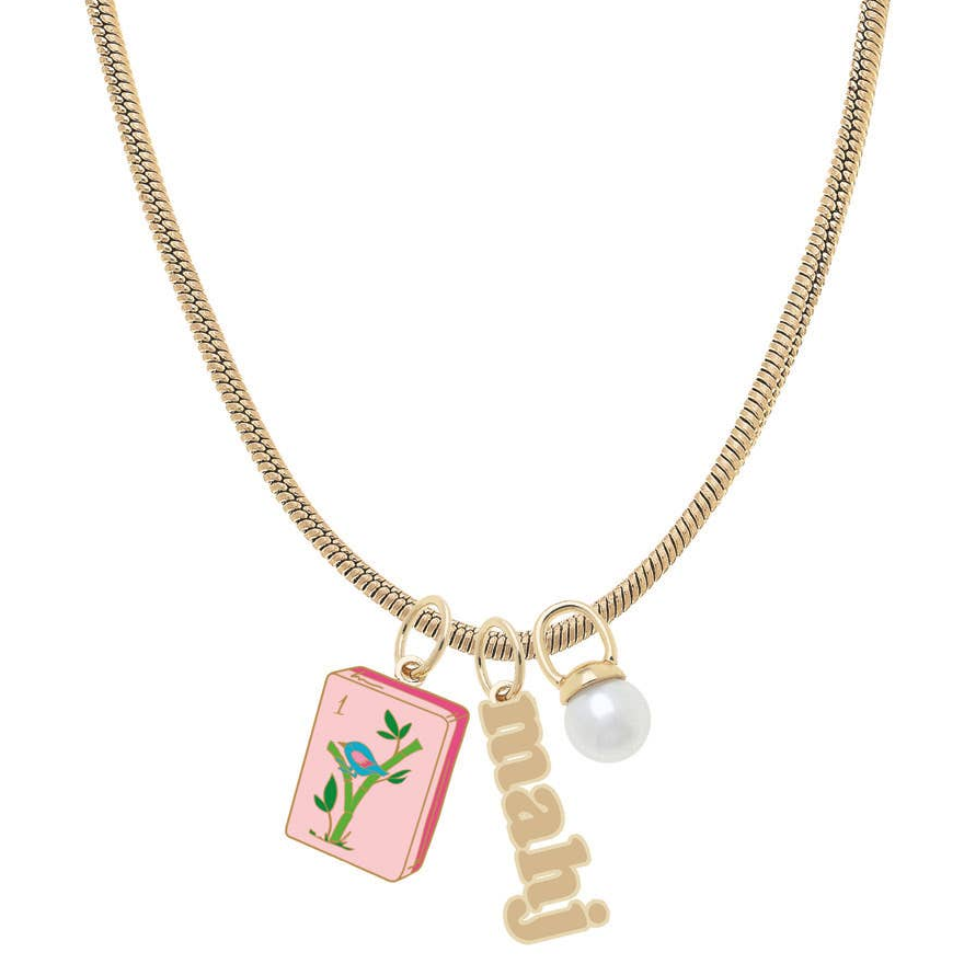 Mahjong Charm Necklace in Shiny Gold