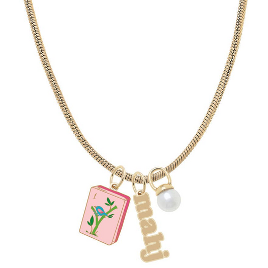 Mahjong Charm Necklace in Shiny Gold