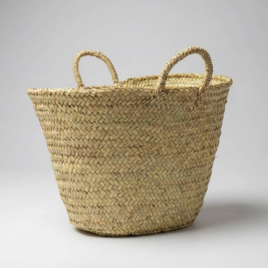 French Market Basket Palm Leaf Boho Beach Tote Bag: XLarge
