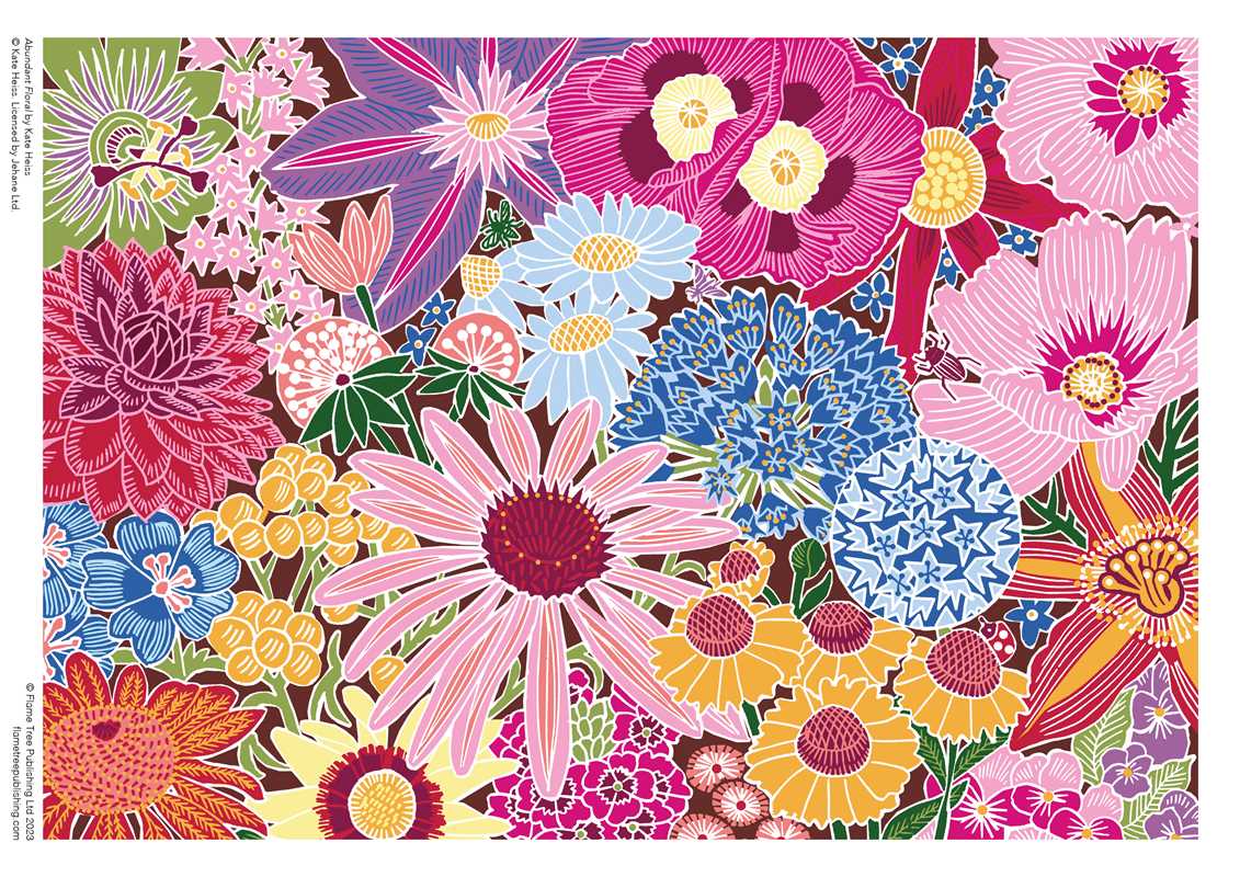 Adult Sustainable Jigsaw Puzzle by Kate Heiss: Abundant Floral (1,000 pieces)