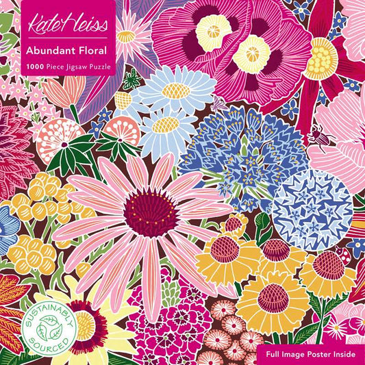 Adult Sustainable Jigsaw Puzzle by Kate Heiss: Abundant Floral (1,000 pieces)