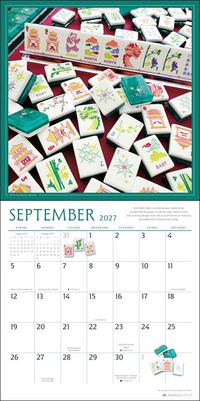 Art of Mahjong 2027 Wall Calendar by Katherine  Hartman: Calendar; 24 pages / English