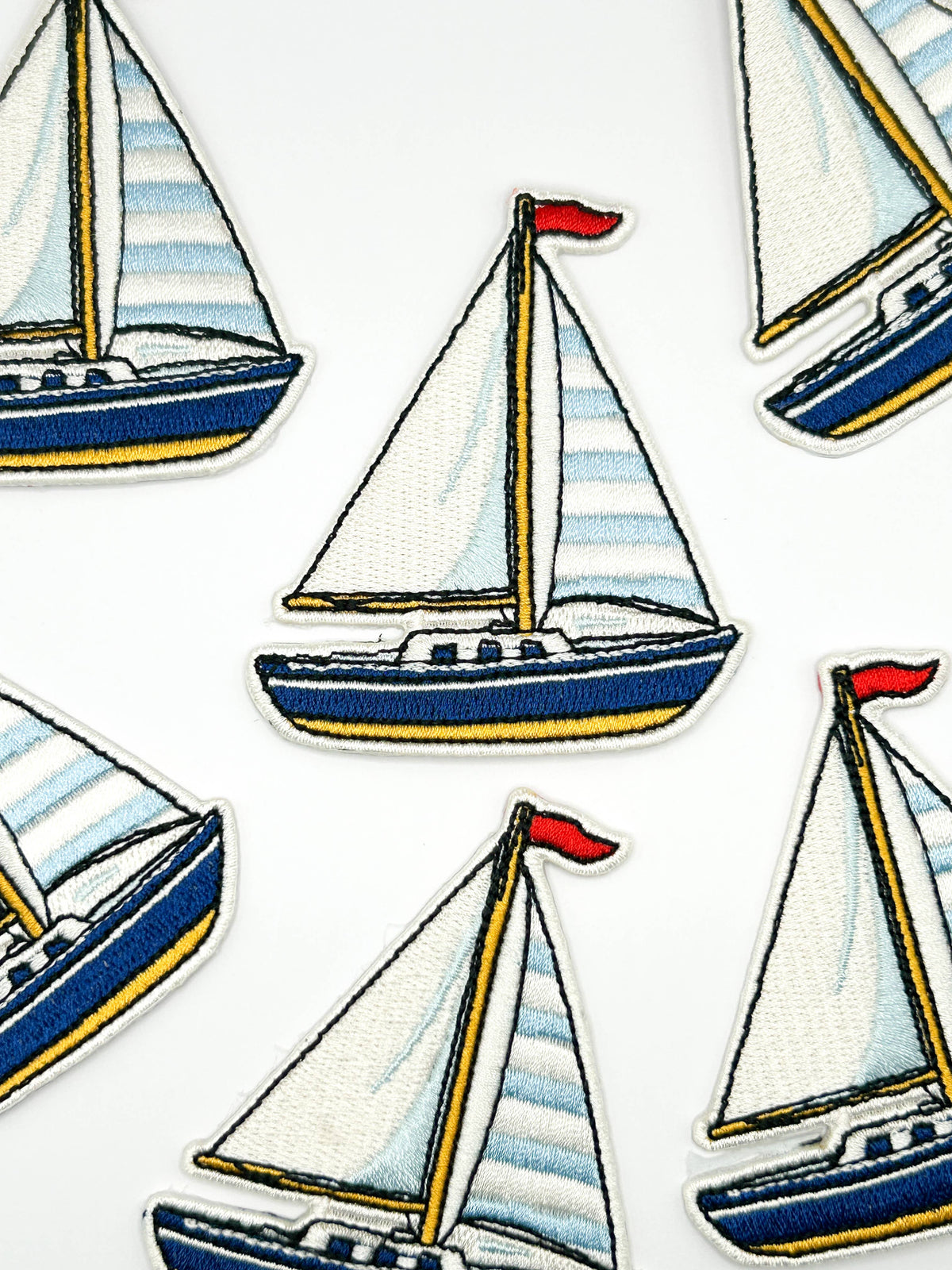 Sailboat Embroidered Patch Nautical Boat Patch Coastal Sail