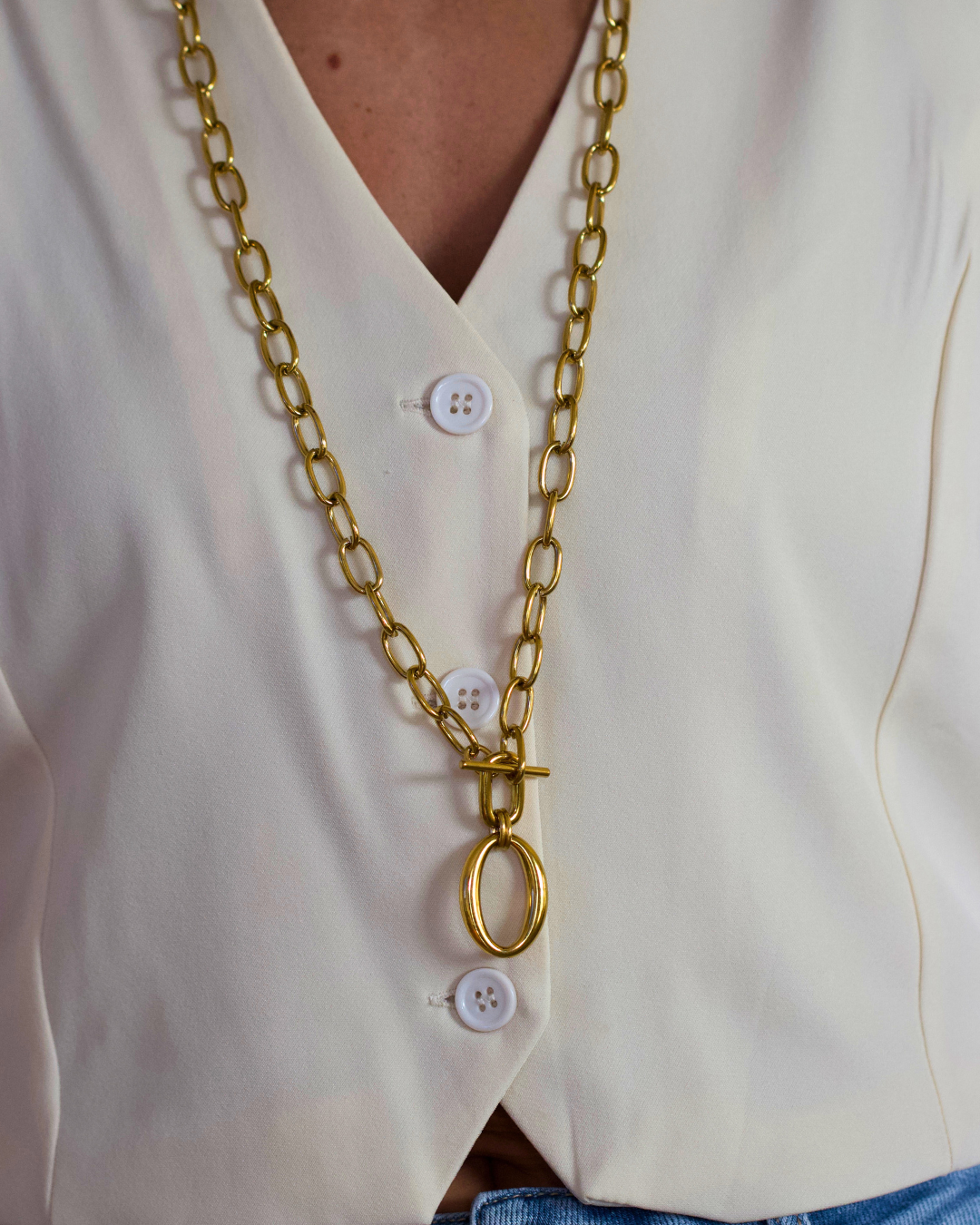 Harper Toggle Layered Necklace – 18K Gold Plate 35 Inches