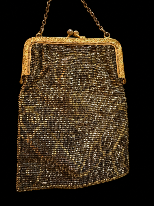 Antique Gold Beaded Purse by Strawbridge & Clothier