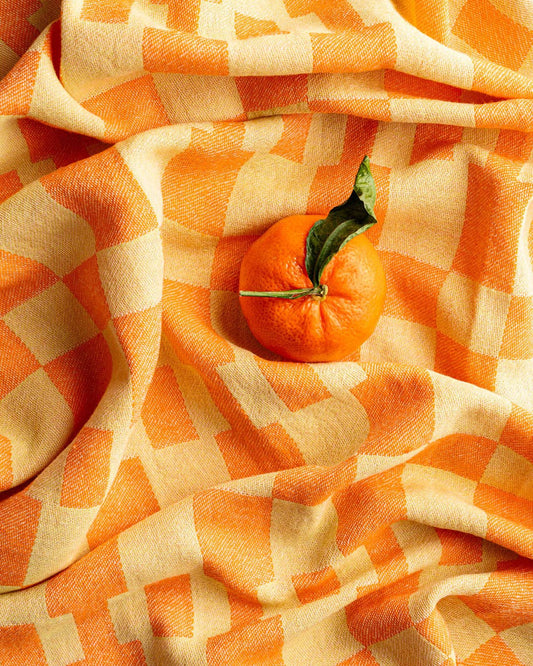 Grids Geometric Tea Towel: Orange Mustard Geometric