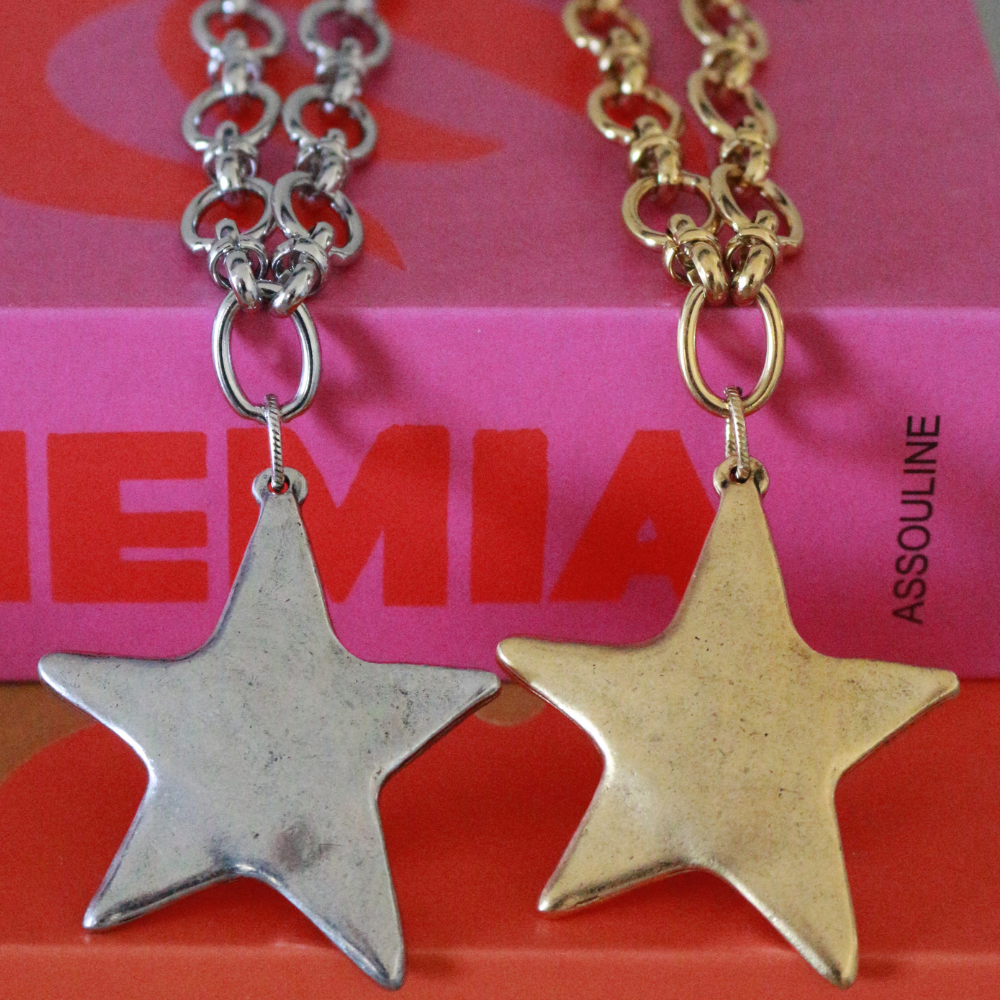 Star Pendant Necklace 14K Gold Plated Stainless Steel: Gold