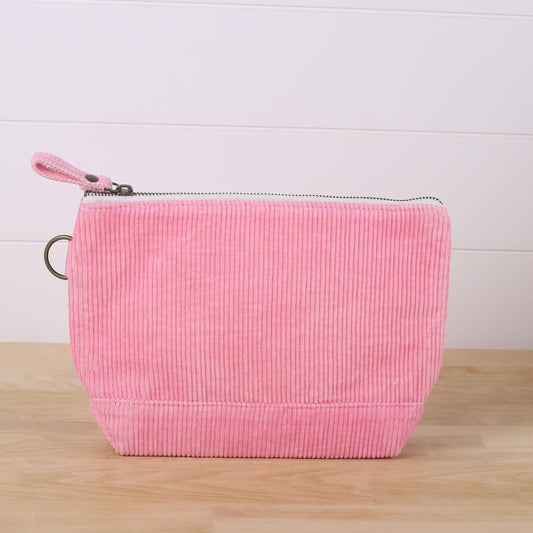 Corduroy Pouch in Pink / 11" x 7" x 3"