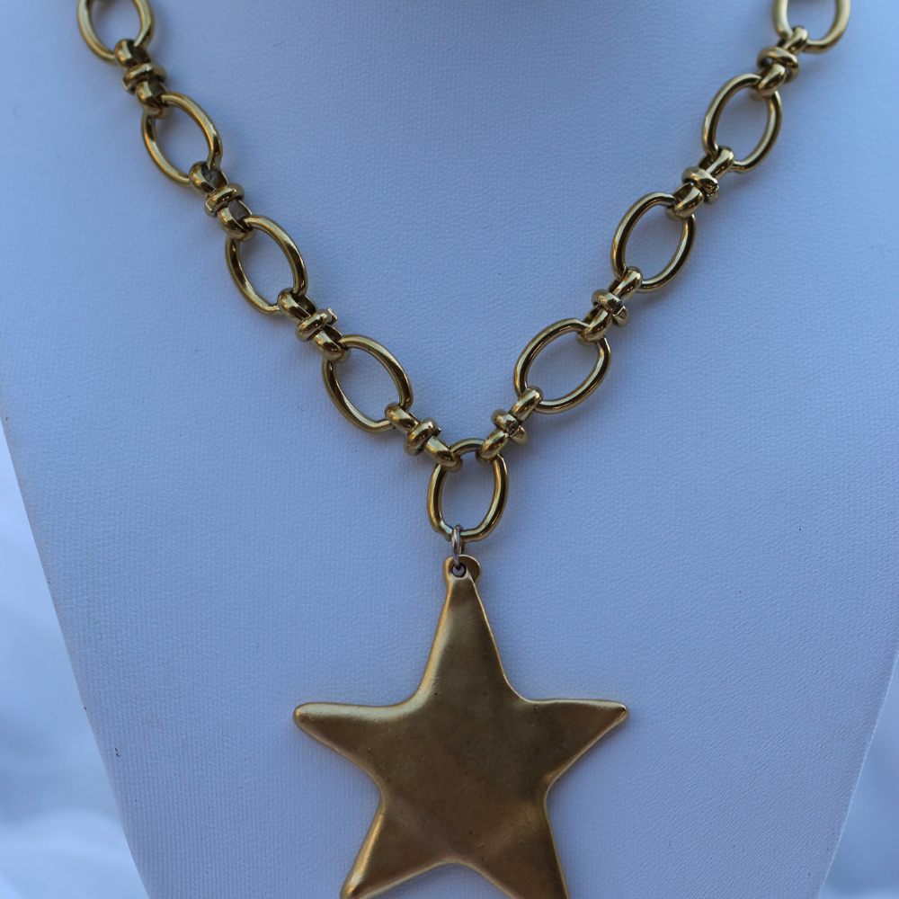 Star Pendant Necklace 14K Gold Plated Stainless Steel: Gold