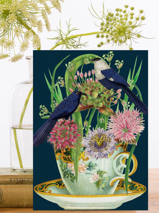 RS236P ~ Blank Teacup Garden Greeting Card