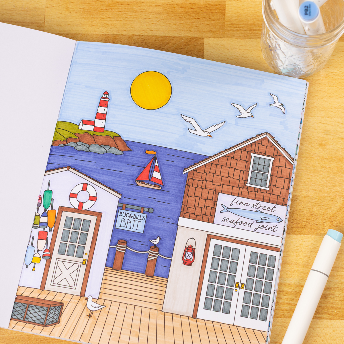 Coastal Americana Coloring Book by Elyse Burns
