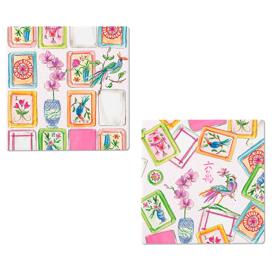 Mahjong Pink Ceramic Drink Coaster