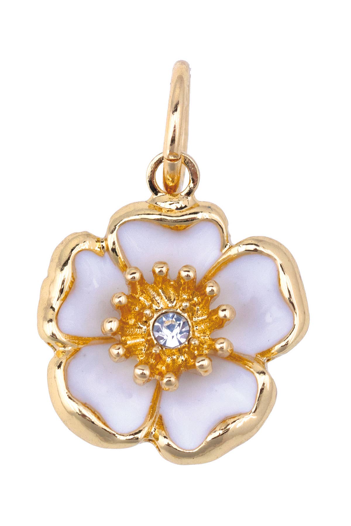 Buttercup Blossom Enamel Charm in White