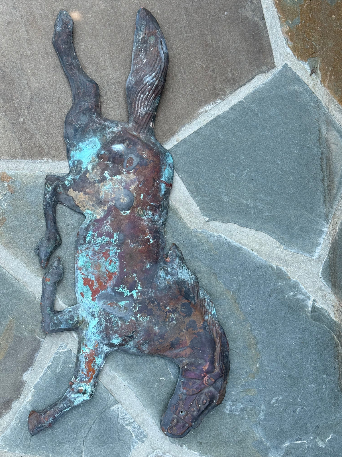 Antique Hand-Hammered Repousse Copper Horse Plaque