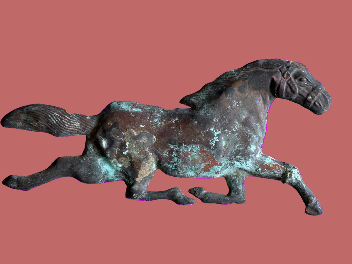 Antique Hand-Hammered Repousse Copper Horse Plaque