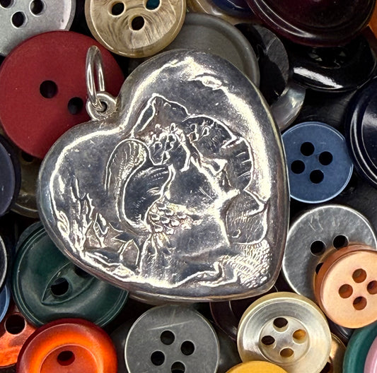Victorian Sterling Silver Heart Pendant — Art Nouveau Female Profile, c. 1895–1910
