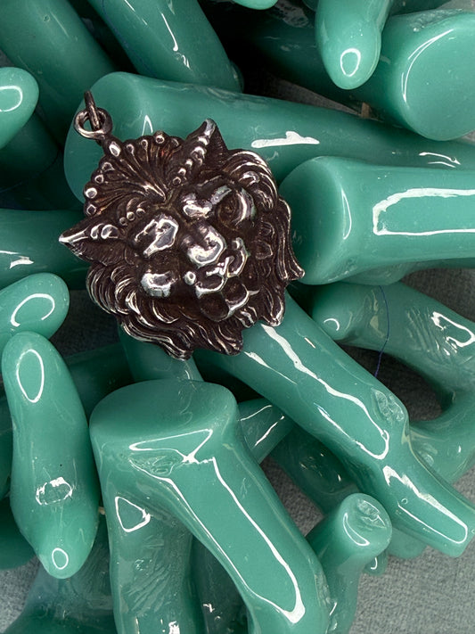 Antique Sterling Silver Lion Pendant