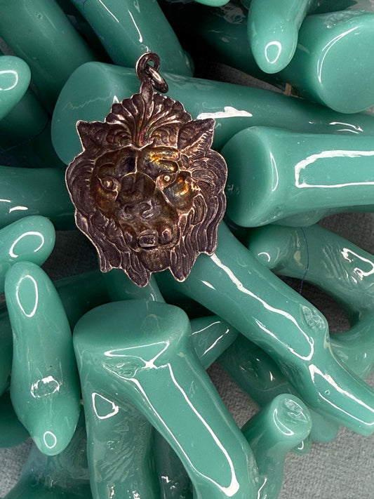Antique Sterling Silver Lion Pendant
