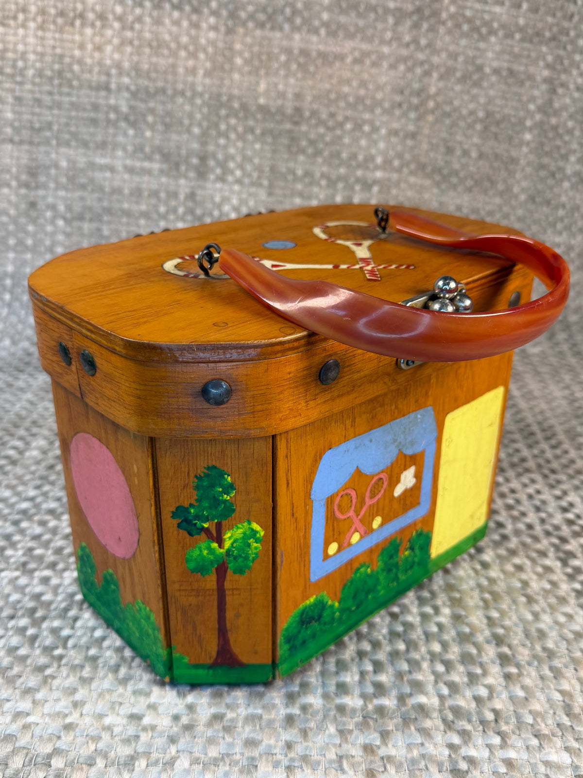 Vintage Tennis-Themed Sewing Box