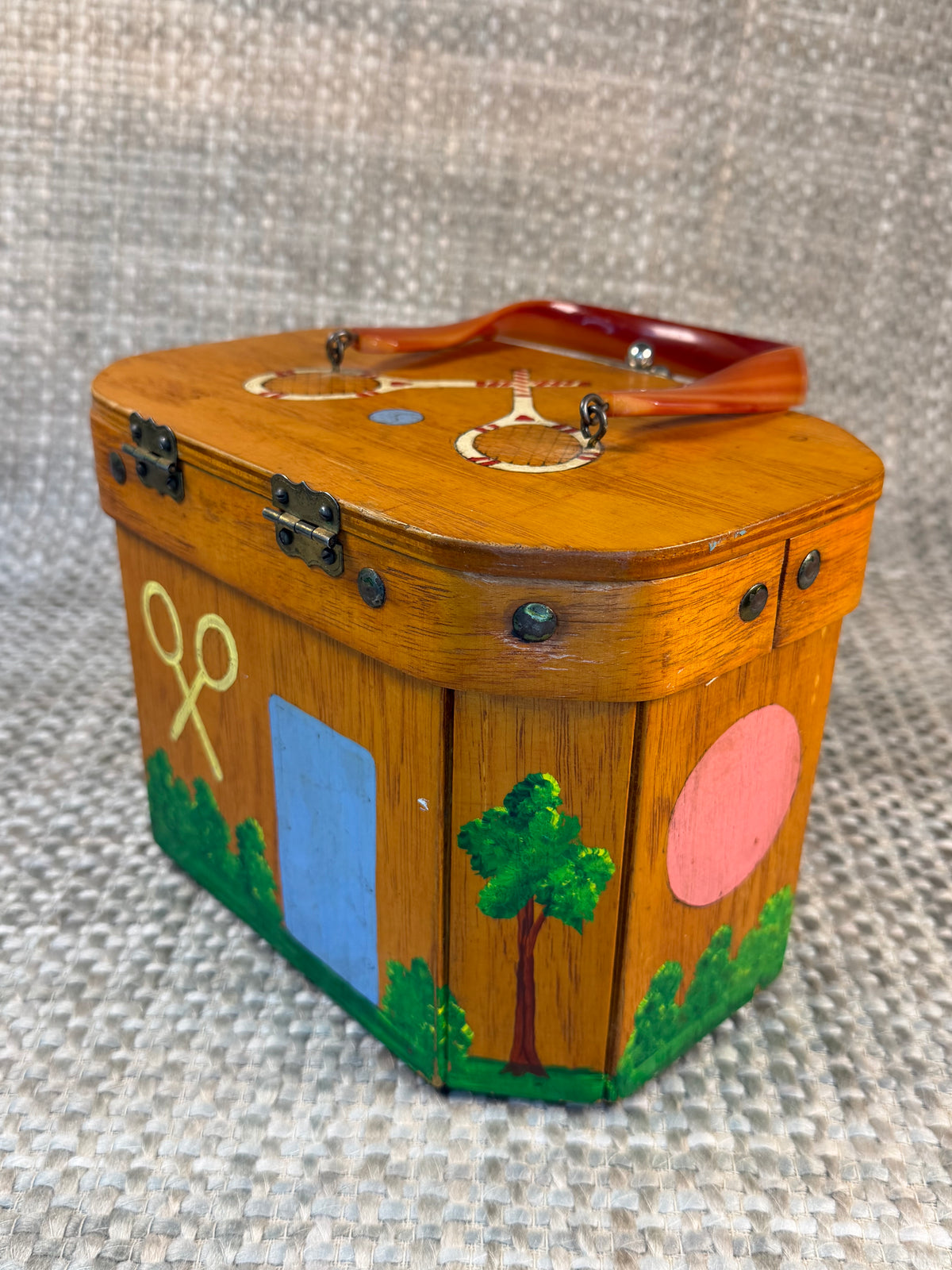 Vintage Tennis-Themed Sewing Box