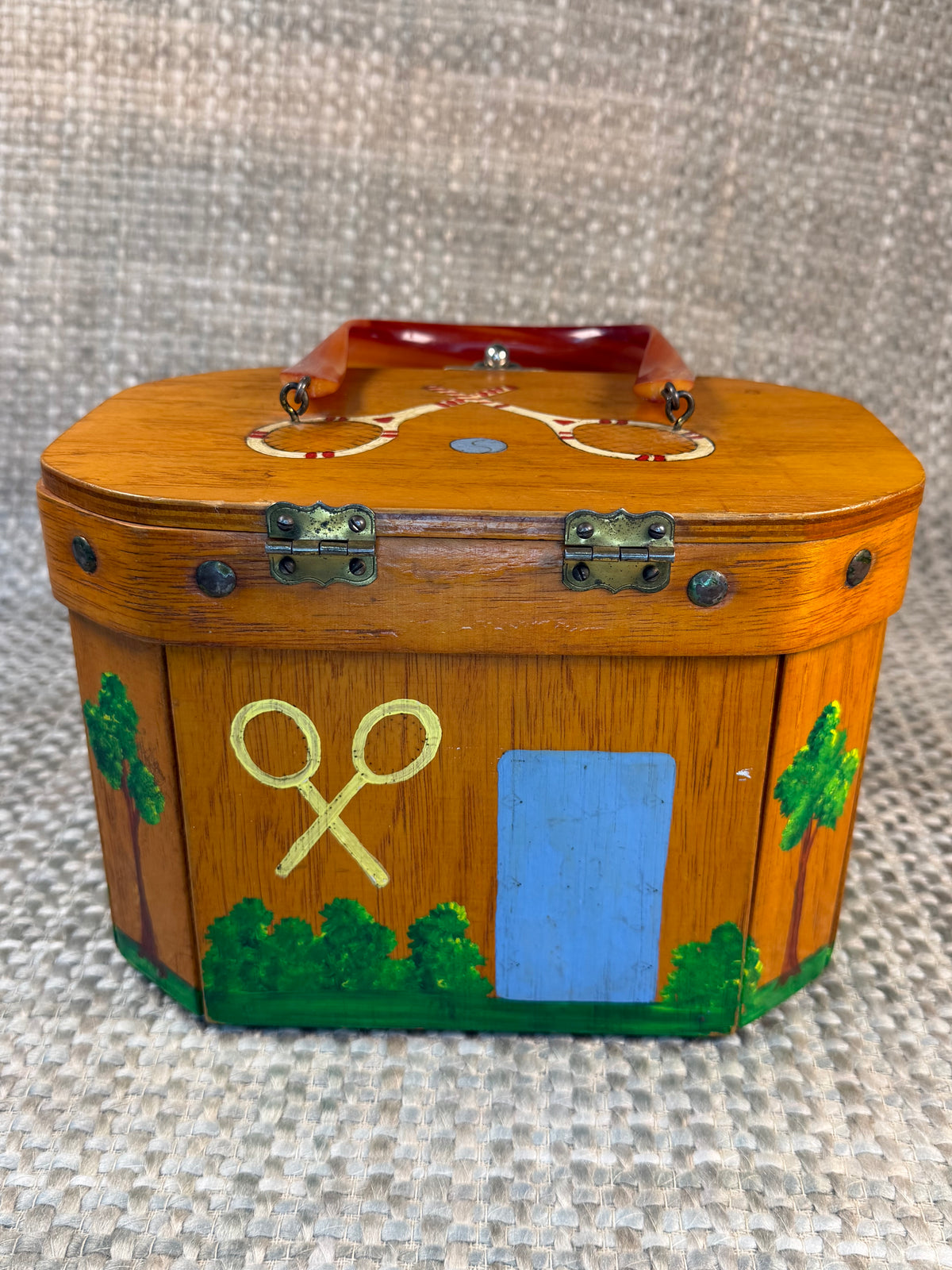 Vintage Tennis-Themed Sewing Box