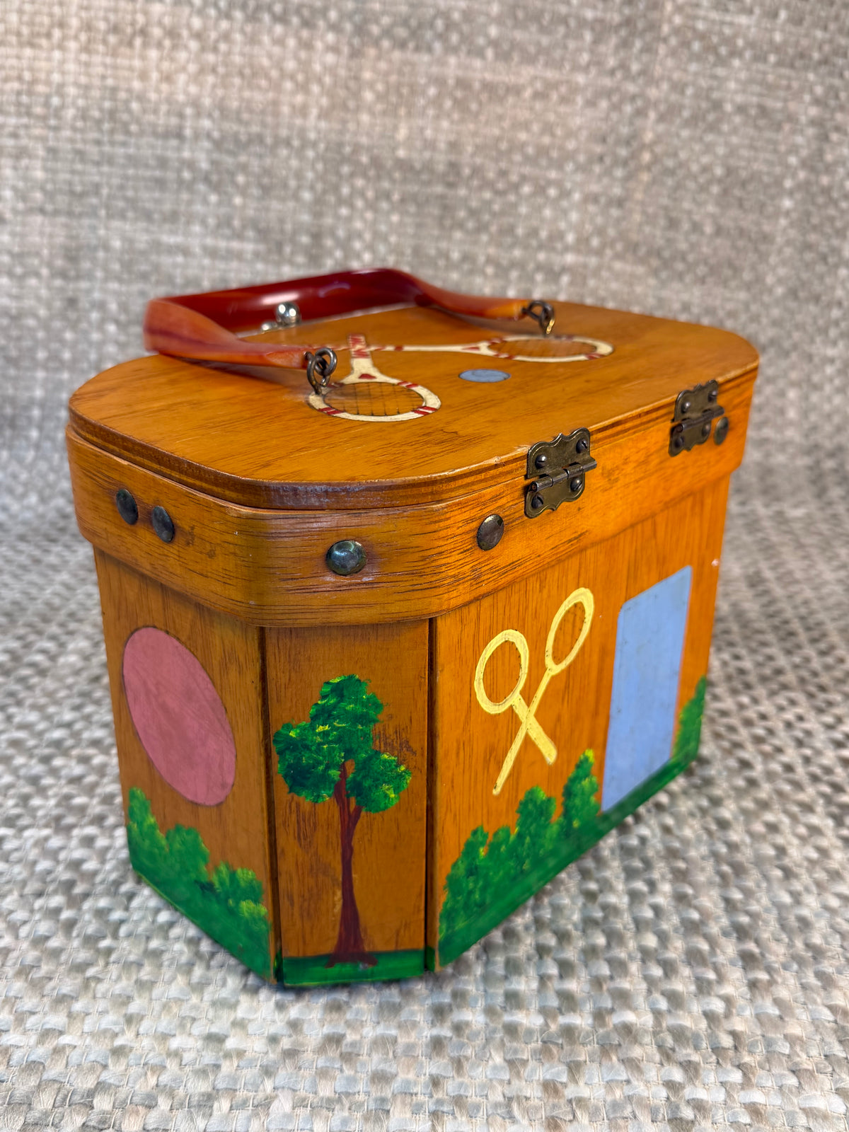 Vintage Tennis-Themed Sewing Box