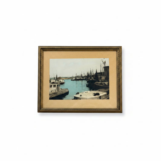 Antique Hand-Colored Harbor Photograph, c. 1930s