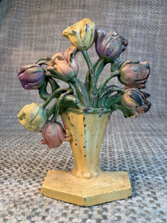 MCM Robert Emil Vintage Cast Iron Floral Doorstop
