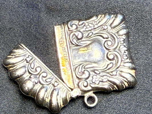 Antique Rococo Revival Sterling Stamp Case Chatelaine Charm