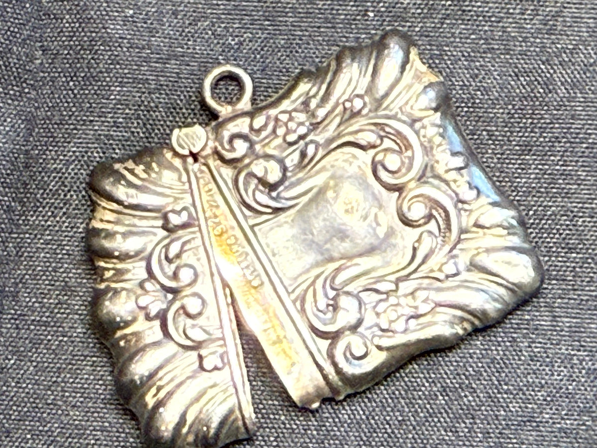 Antique Rococo Revival Sterling Stamp Case Chatelaine Charm