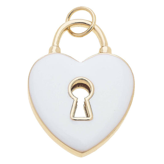 Large Heart Shaped Padlock Enamel Pendant Charm