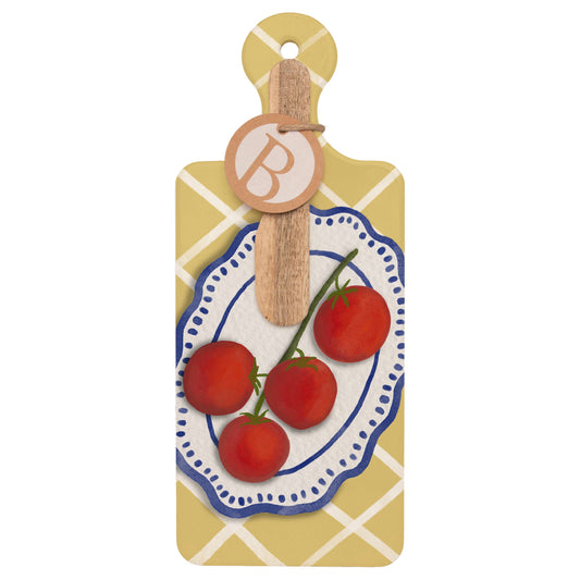 Amalfi Tomatoes CUTErie Cheese Board & Wood Spreader Set