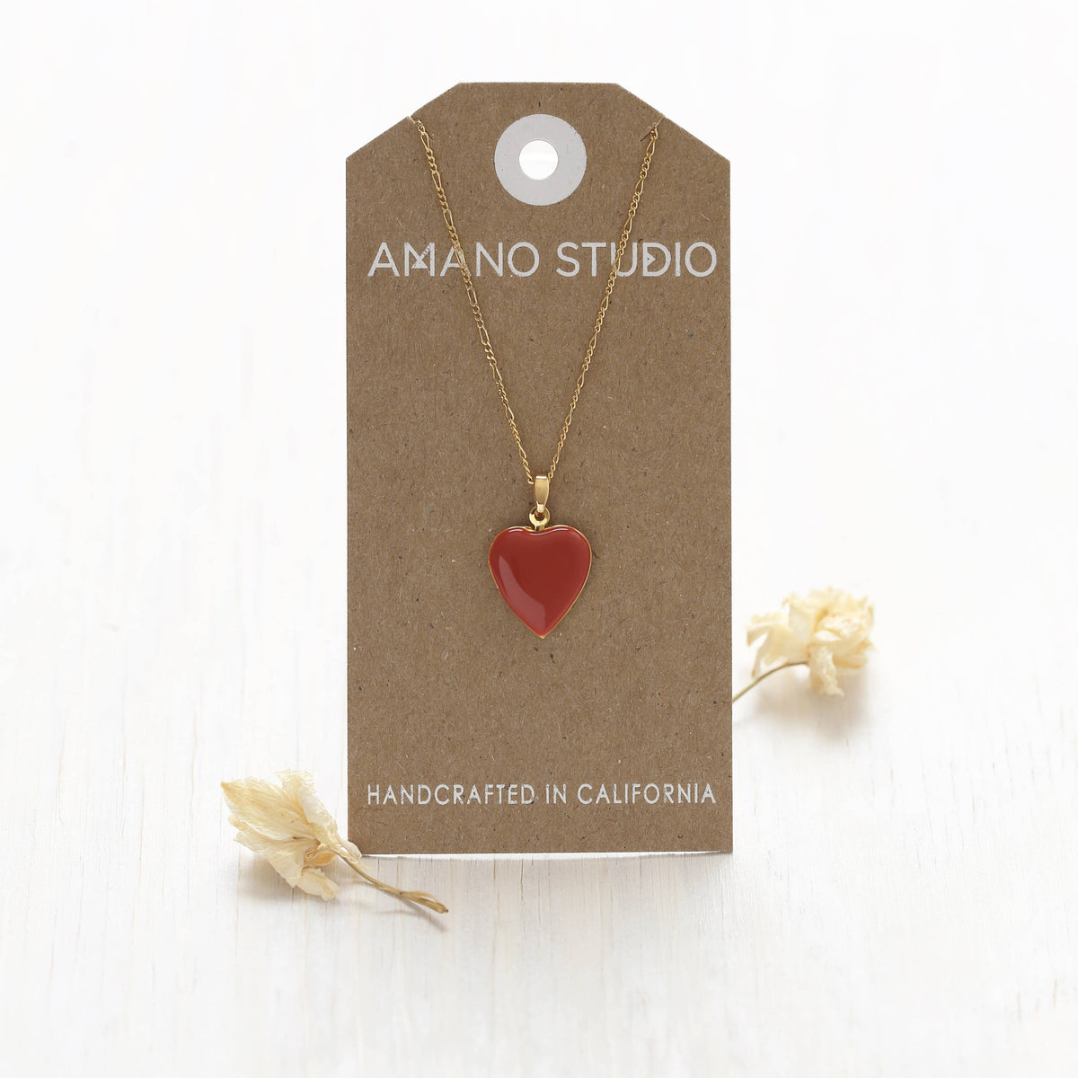 Large Enamel Heart Locket: Rose
