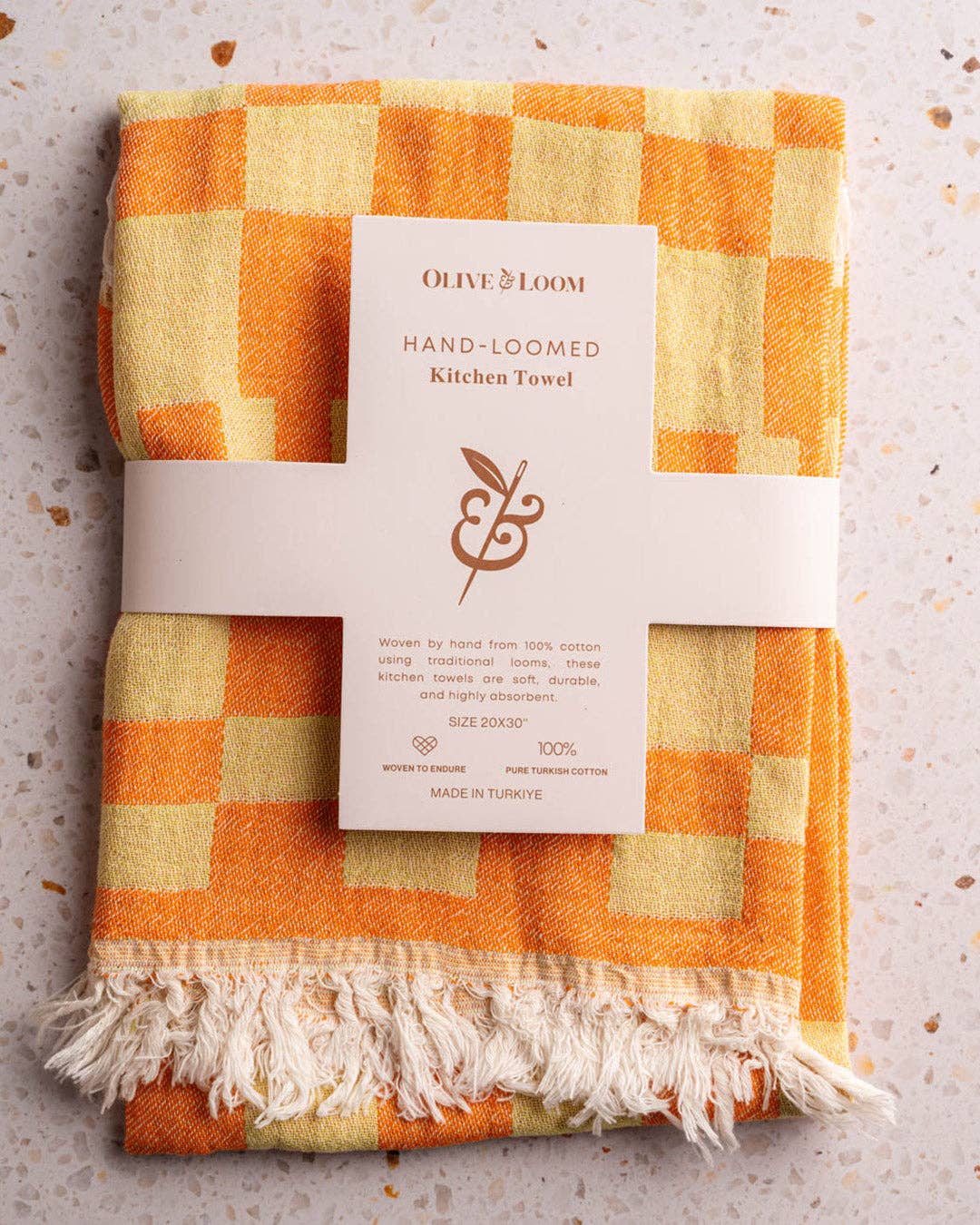 Grids Geometric Tea Towel: Orange Mustard Geometric