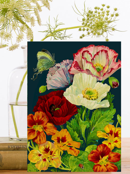 RS187P ~ Blank Midnight Botanical Greeting Card