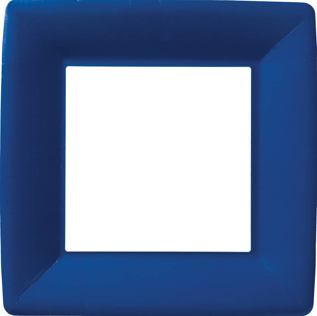 10" Square Paper Plates Pack of 8 Classic Linen dark blue